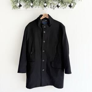 mens Cole Haan Stand Collar Bib Wool Blend Coat Black Size Large